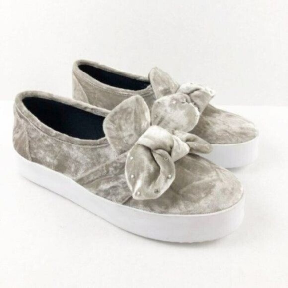 REBECCA MINKOFF Stacey Velvet Studded Bow Sneakers  - Picture 1 of 6